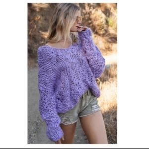!Women's POL Handmade purple Lilac loose weave sweater EUC
